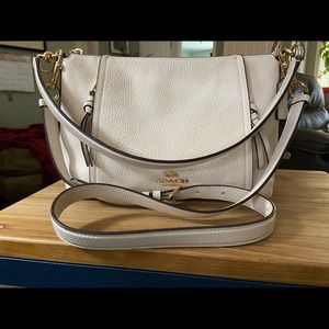 Coach Satchel Purse - Chalk pebbled leather w/ gold hardware
